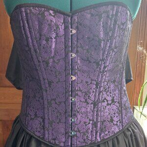 Purple Floral Overbust Corset 34 Rennisance